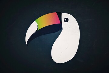 A white silhouette logo of a toucan's face, capturing its large bill and colorful implied features, set against a dark charcoal backdrop