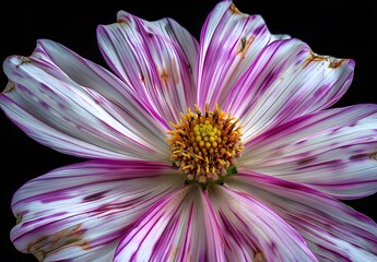 Obraz premium Striped Cosmos Flower Close-Up Macro Photography