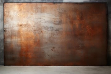 Rustic brushed metal texture, industrial yet refined, in muted copper tones