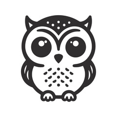 Owl vector illustration, Silhouette of an owl black and white. Owl on a branch.