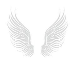 Obraz premium Minimalist Gray Angel Wings on White Background