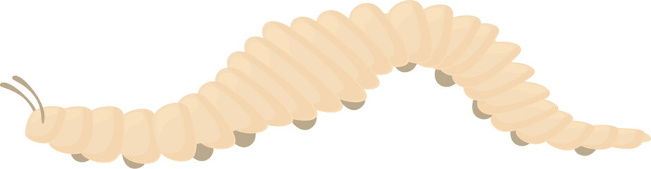 White caterpillar is making its way across a white background