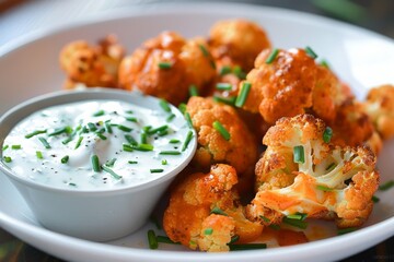 Cauliflower Buffalo Wings with Ranch Dressing