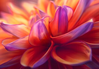 Fototapeta premium Close-up of Vibrant Orange and Purple Flower Petals
