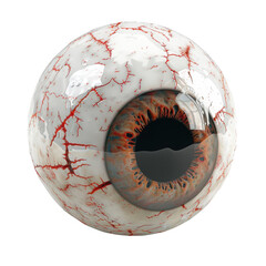 Closeup of a realistic human eyeball illustration with detailed iris and blood vessels, perfect for medical and anatomical purposes.