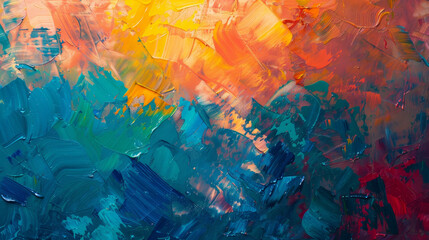 Fototapeta premium A painting with a lot of different colors and brush strokes