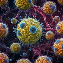 Scientific Illustration of Staphylococcus aureus Bacteria in Laboratory Setting