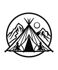 Mountain logo design concept idea, mountain silhouette icon vector set for logo, hike, travel illustration sign collection. camping symbol.