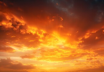 Obraz premium Dramatic Orange And Yellow Sunset Sky