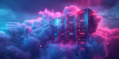 Obraz premium 3D rendering of Cloud computing, network, technology concept