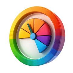 Vibrant radial chart with multicolored segments representing data visualization. Ideal for presentations, reports, and infographics.