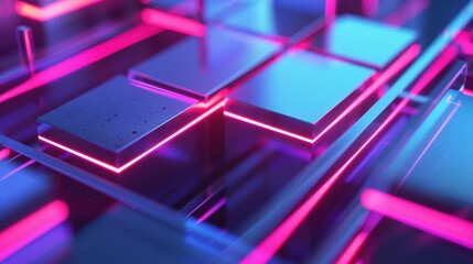 Abstract depiction of unconventional marketing approaches with futuristic, geometric shapes and glowing highlights with copy space