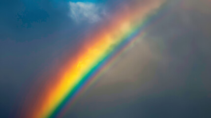 Fototapeta premium A rainbow is seen in the sky with a cloudy background