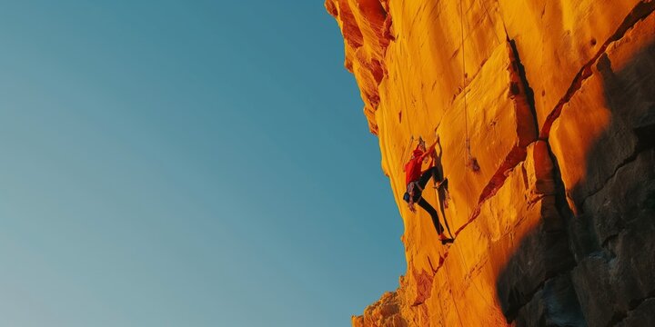 A hiker confronts the vertical challenge of a peak, showcasing strength and determination in nature.