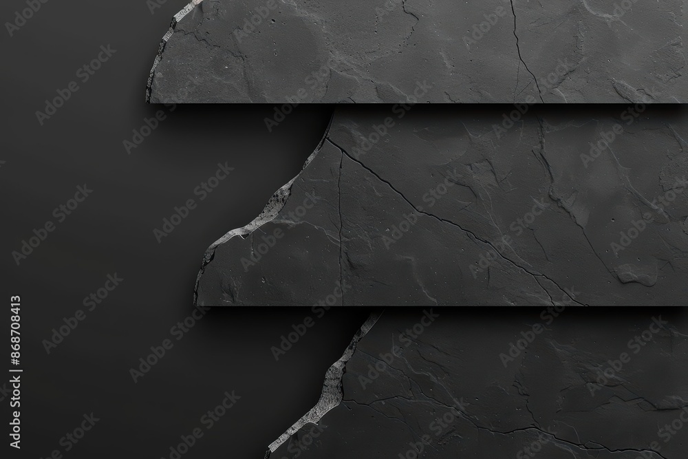 Poster clean cyber banner showcasing a broken stone with sleek lines and minimalist design with copy space