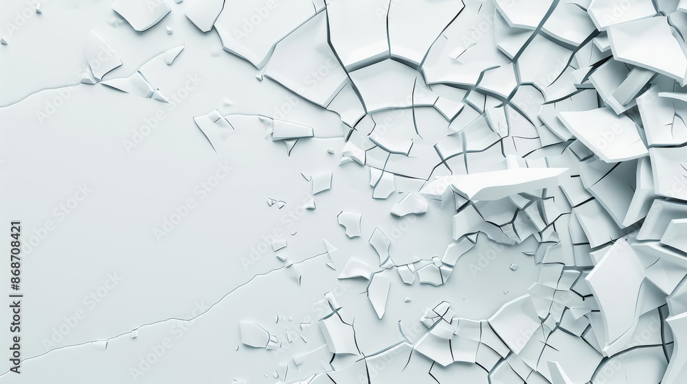 Poster clean cyber banner showcasing a broken wall with sleek lines and minimalist design with copy space