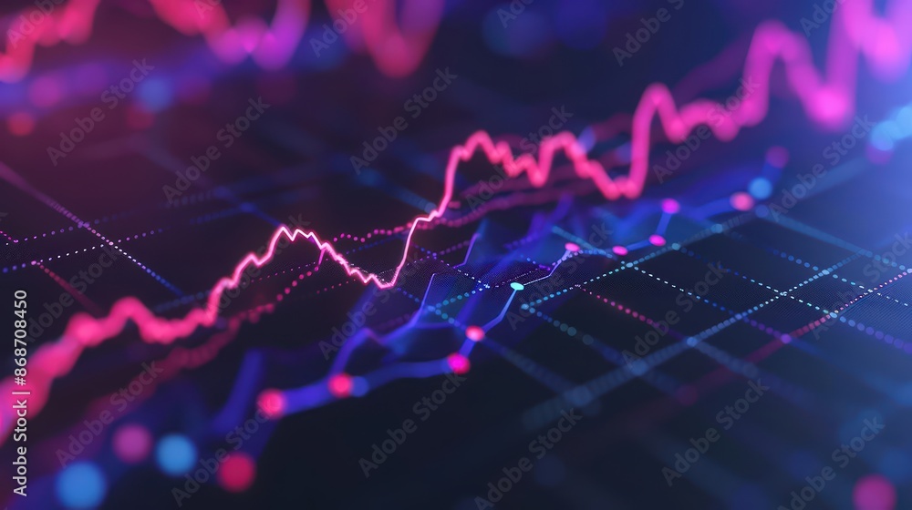 Poster clean cyber banner showcasing a failed business graph with sleek lines and minimalist design with co
