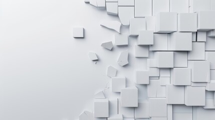 Obraz premium Clean cyber banner showcasing a broken wall with sleek lines and minimalist design with copy space