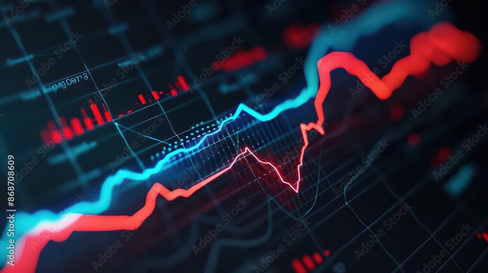 Poster clean cyber banner showcasing a failed business graph with sleek lines and minimalist design with co