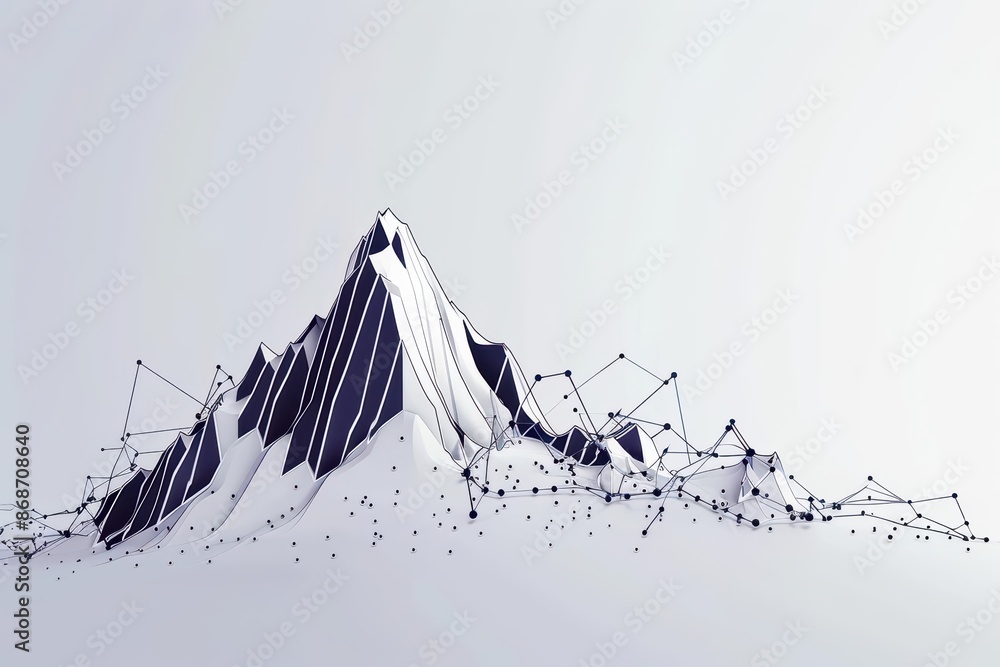 Poster clean cyber banner showcasing a broken success graph with sleek lines and minimalist design with cop