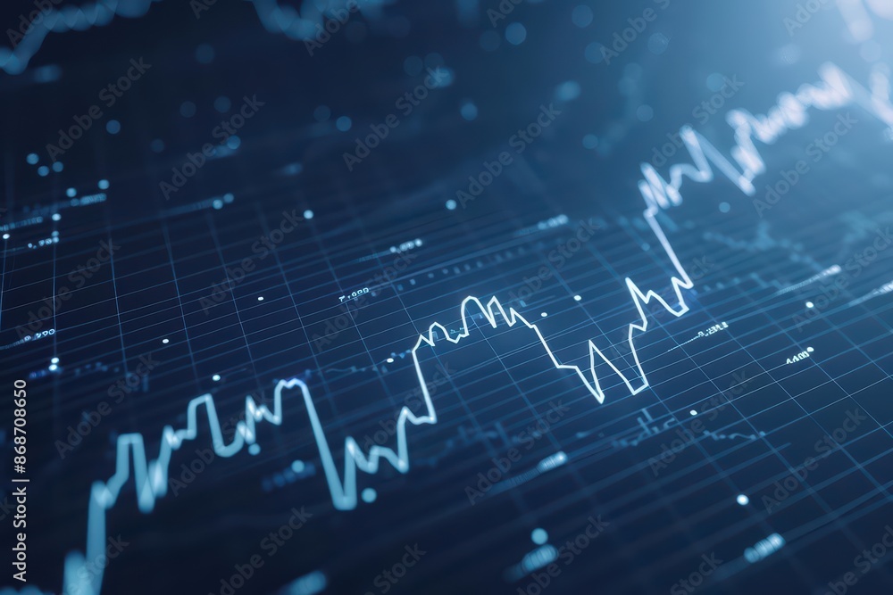Poster clean cyber banner showcasing a broken business graph with sleek lines and minimalist design with co