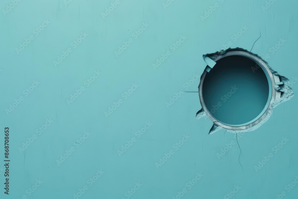Poster clean cyber banner showcasing a broken bank vault with sleek lines and minimalist design with copy s