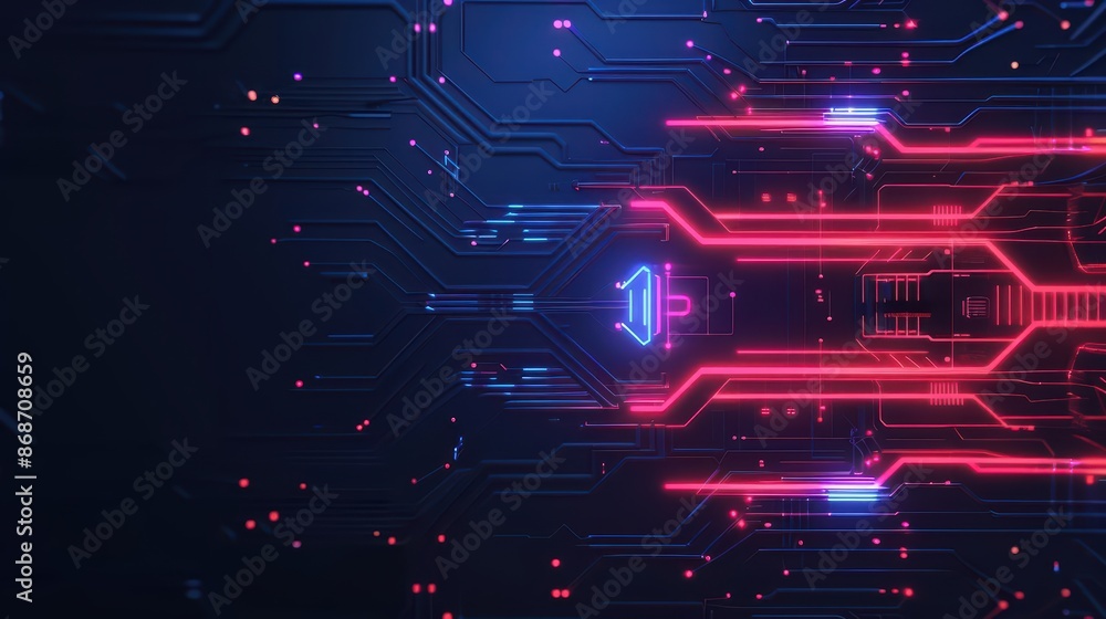 Poster clean cyber banner showcasing a broken digital transport system with sleek lines and minimalist desi
