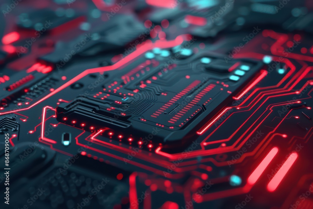 Poster conceptual minimal banner featuring a cyber transport breakdown with dynamic digital components with