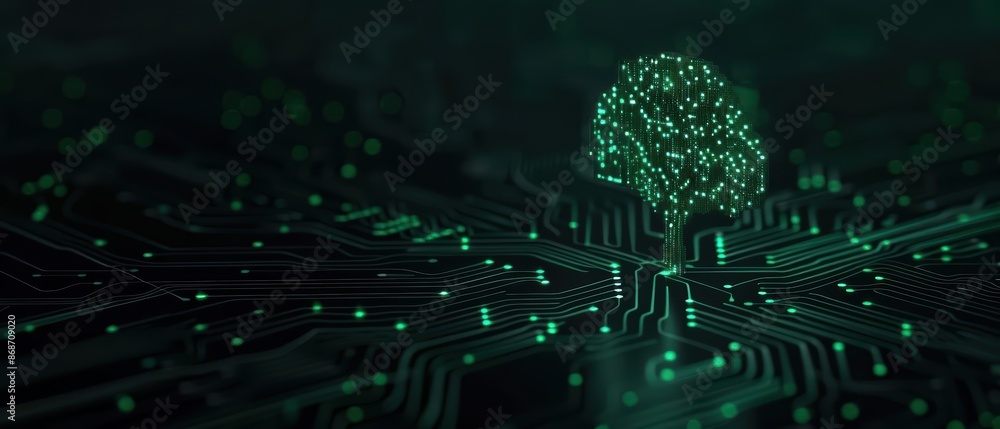 Poster conceptual minimal banner featuring a cyber transport breakdown with dynamic digital components with