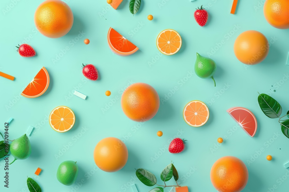 Poster conceptual minimal banner featuring a cyber fruit breakdown with clean, dynamic components with copy