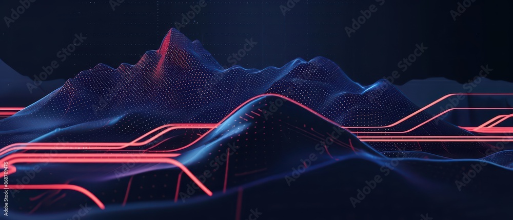 Poster conceptual minimal banner featuring a cyber business breakdown with clean, dynamic components with c