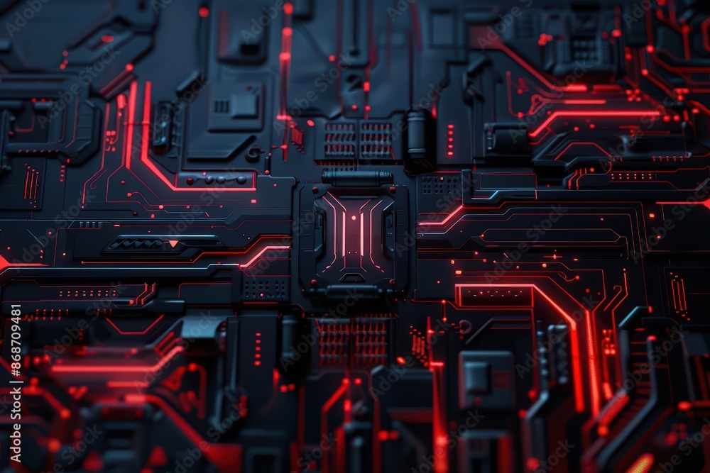 Poster conceptual minimal banner featuring a cyber transport breakdown with dynamic digital components with