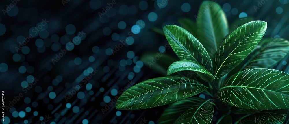 Poster conceptual minimal banner featuring a cyber plant breakdown with clean, dynamic components with copy