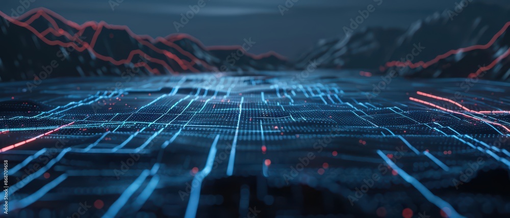 Poster conceptual minimal banner featuring a cyber business breakdown with clean, dynamic components with c