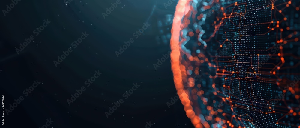 Poster conceptual minimal banner featuring a cyber stone breakdown with clean, dynamic components with copy