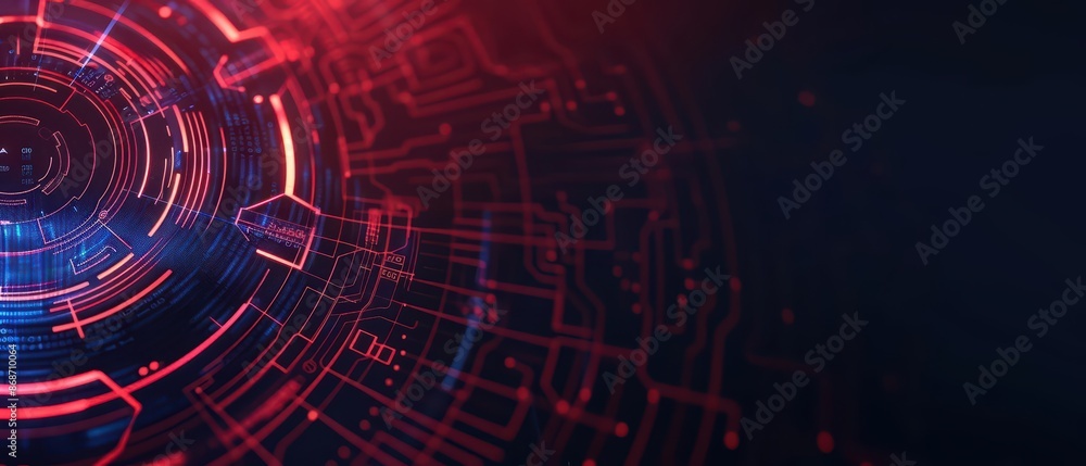 Poster conceptual minimal banner featuring a cyber business breakdown with clean, dynamic components with c