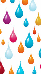 Colorful Ink and Water Drops on White Background, Abstract Image, Texture, Pattern Background, Wallpaper, Background, Cell Phone Cover and Screen, Smartphone, Computer, Laptop, 9:16 and 16:9 Format - 