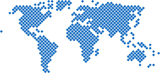 Fototapeta premium Square shape world map on transparent background.