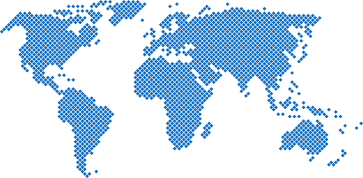 Square shape world map on transparent background. - Powered by Adobe