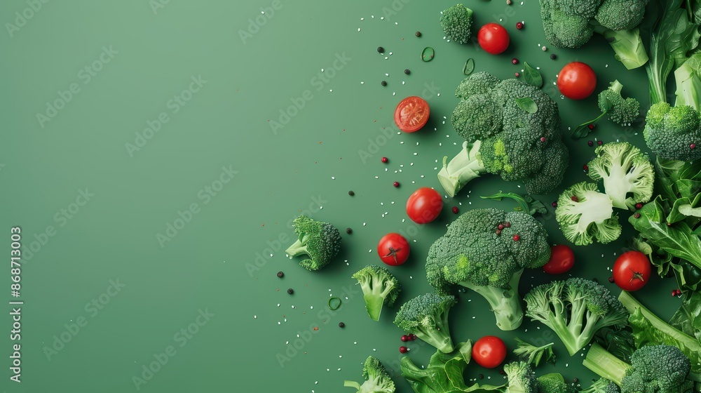 Poster hightech visual of vegetable ingredients with dynamic digital elements and modern aesthetics with co
