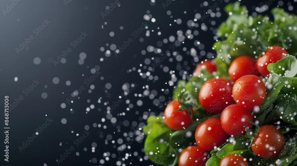 Poster hightech visual of vegetable ingredients with dynamic digital elements and modern aesthetics with co