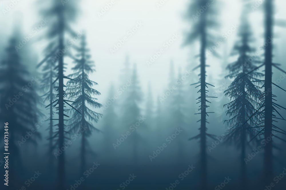 Poster minimalist depiction of an empty forest with abstract cyber city visuals and clean lines with copy s