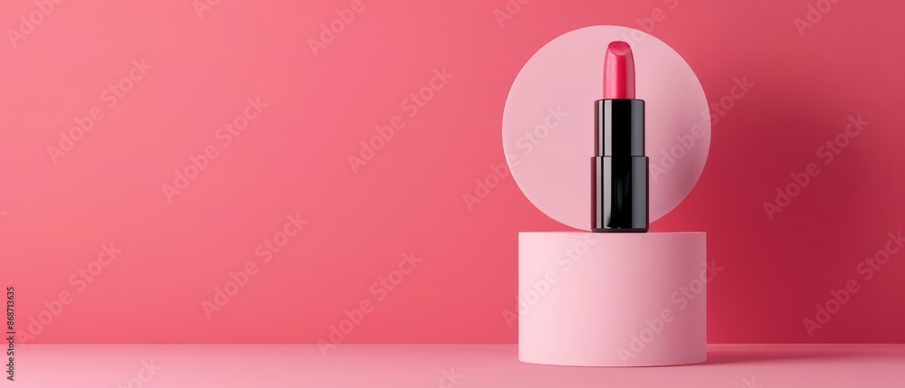 Poster minimalist depiction of cyber cosmetics with abstract visuals and clean lines with copy space