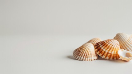 Seashells on a White Surface in Natural Light