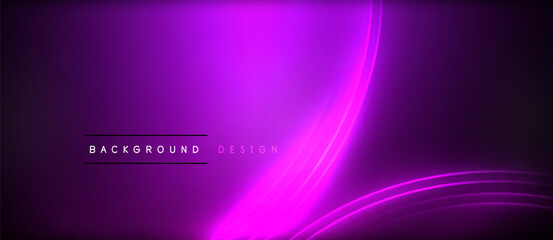 Neon glowing circle rays, light round lines in the dark, planet style neon wave lines. Energetic electric concept design for wallpaper, banner, background