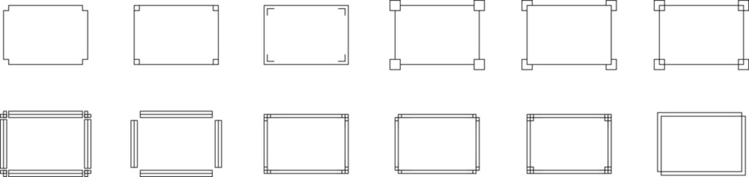 Monochrome simple horizontal frame set vector.