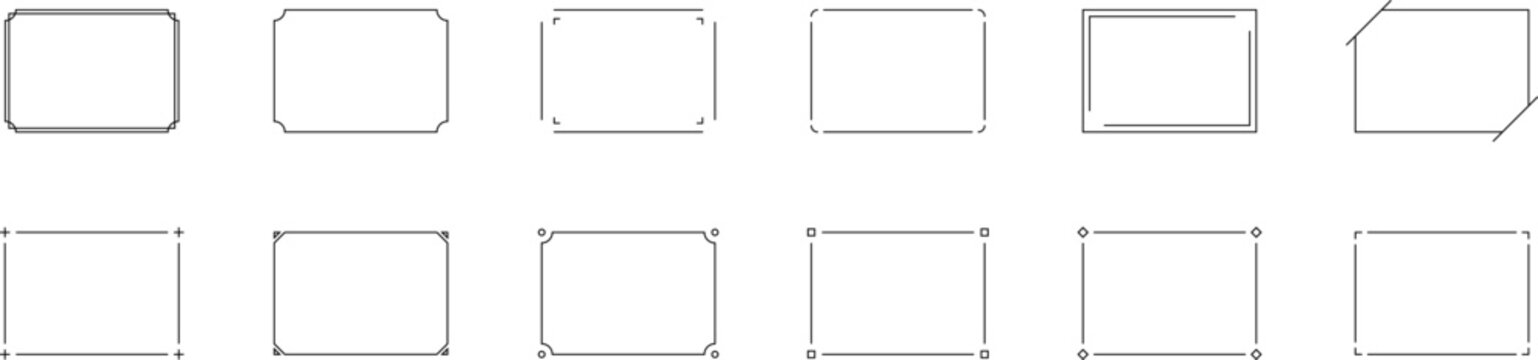 Monochrome simple horizontal frame set vector.