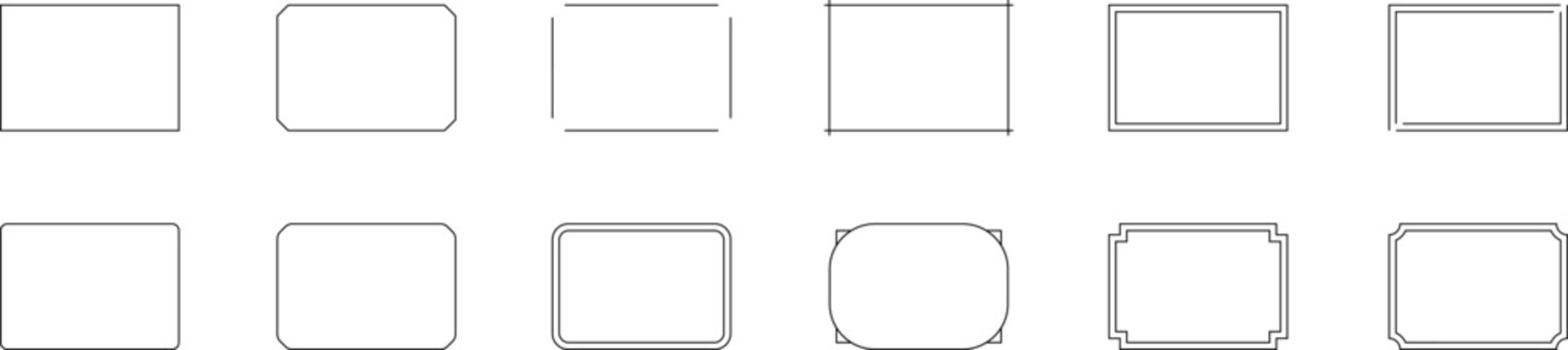Monochrome simple horizontal frame set vector.