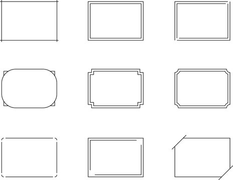 Monochrome simple horizontal frame set vector.