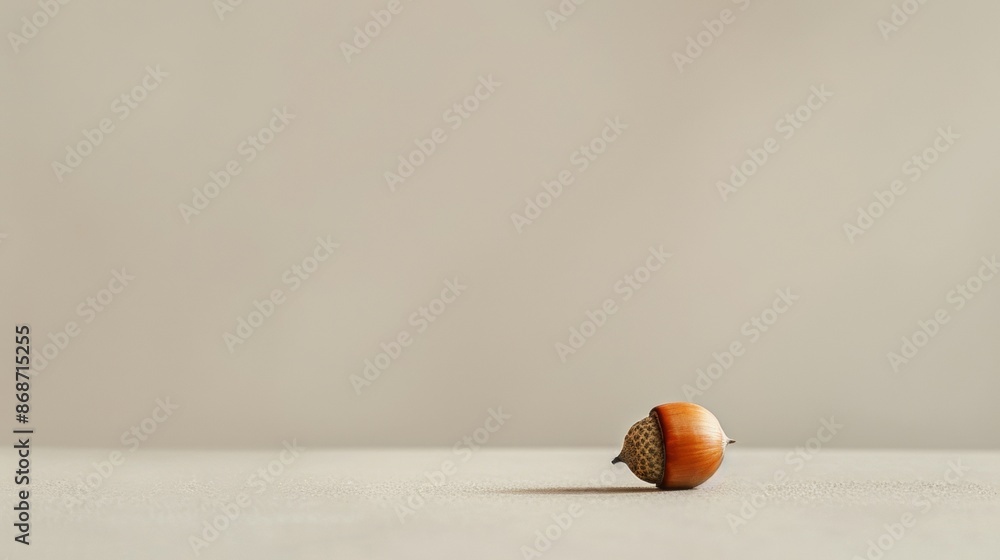 Aufkleber single acorn resting on a white surface in a minimalist setting